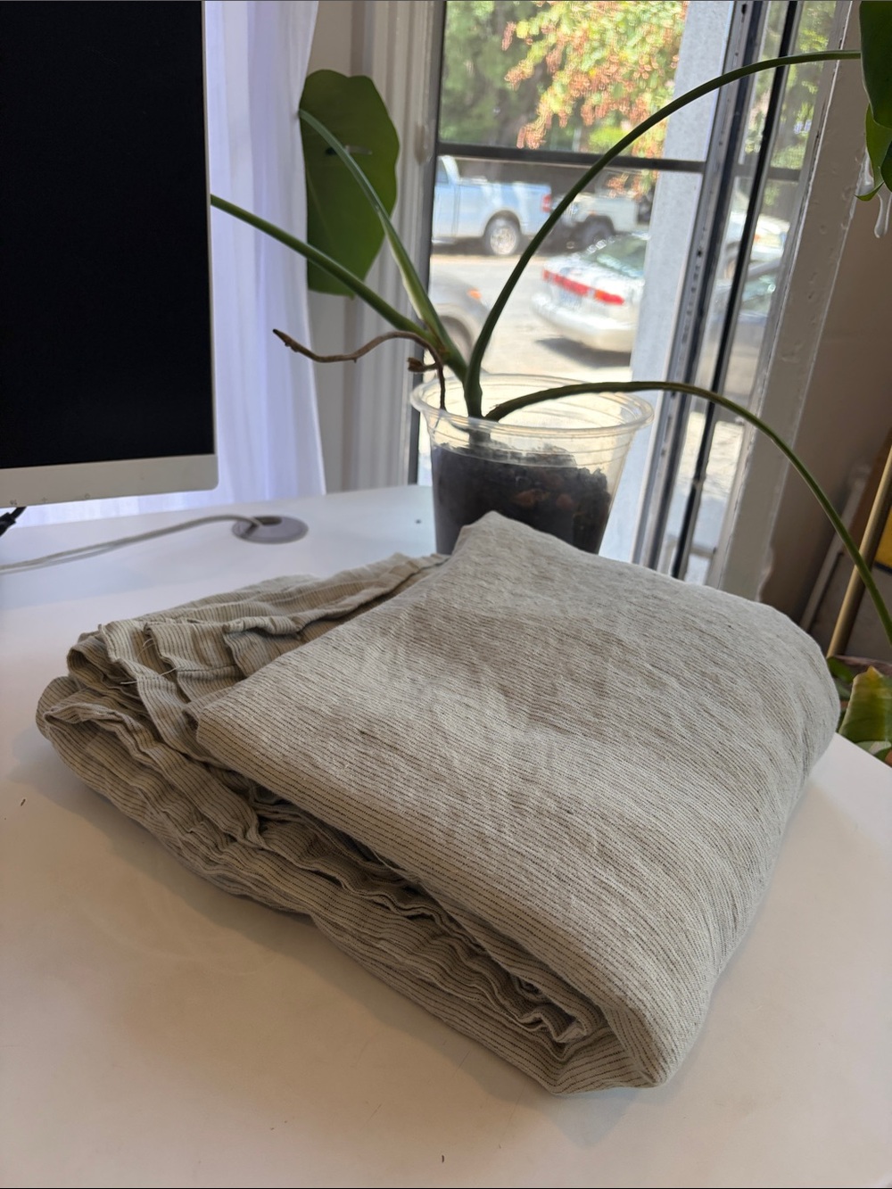 100% linen bed threads flat sheet queen